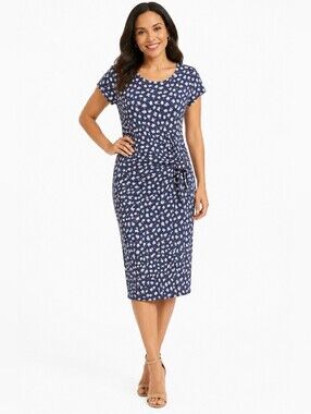 Loft Women's Dress Blue Floral Side Tie Up Design Size M Cottage Core
